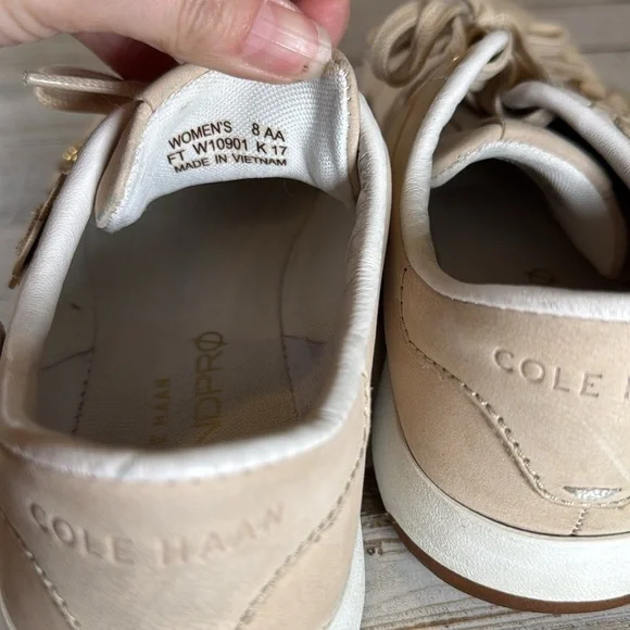 Cole Haan Cream Floral Sneakers with Gold Flower Eyelets - Picture 5 of 7